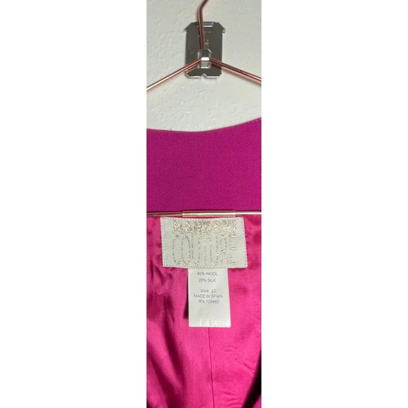 Manzoni Couture Womens Wool Silk Single Breasted Blazer Jacket Fuchsia Pink 12 - Picture 8 of 8
